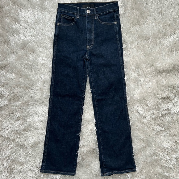 Petite High-waisted Dark wash Straight Jeans - Picture 1 of 9